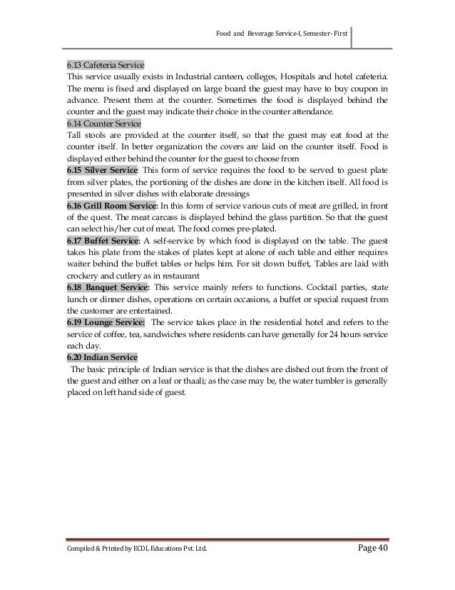 Role of food and beverage department in hotel 8 page essay definition of food and beverage service